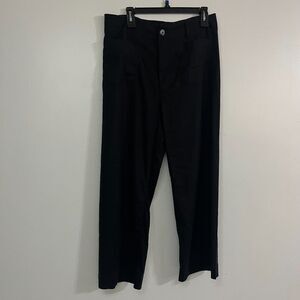 Anthropologie Maeve The Colette Women Pants Size 32 Black Wide Flare Leg Linen